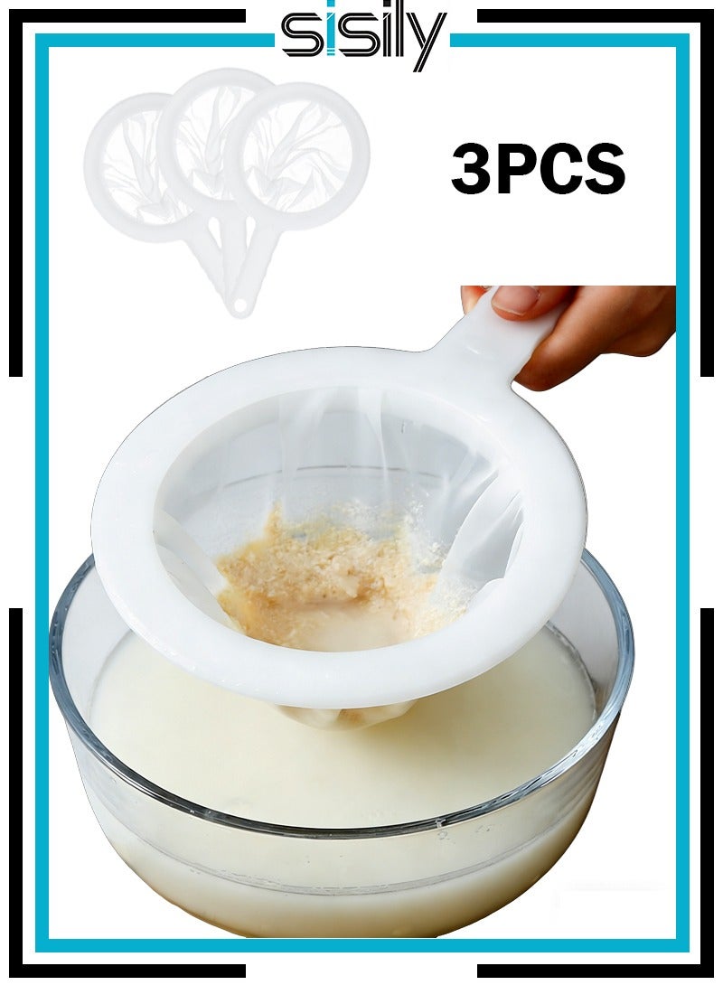 سيسلي مصفاة شبكية من النايلون فائق الدقة للمطبخ مقاس 5.51 بوصة، منخل بلاستيكي شبكي دقيق بمقبض أداة مطبخ لحليب الصويا والقهوة والحليب والزبادي والعصير وفلتر أوراق الشاي والعسل (400 شبكة) - Image 1